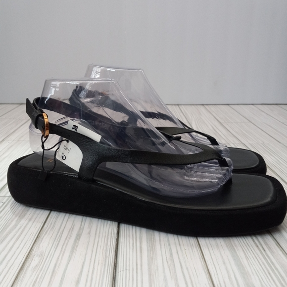 Zara Leather Suede Square Block Sandals - Picture 4 of 9